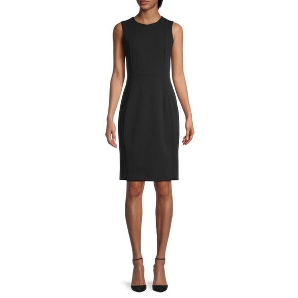 Calvin Klein Sheath Dress Women's Plus 14 Black Sleeveless Knee Length Back Zip - Picture 1 of 9